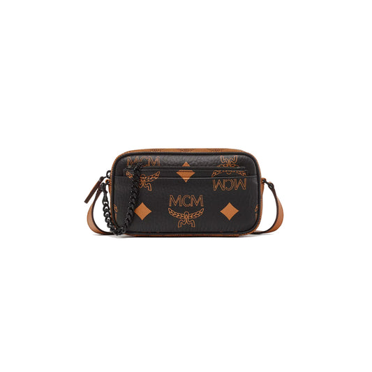 MCM Aren Monogram Mix Small Crossbody Bag with Pouch - Black