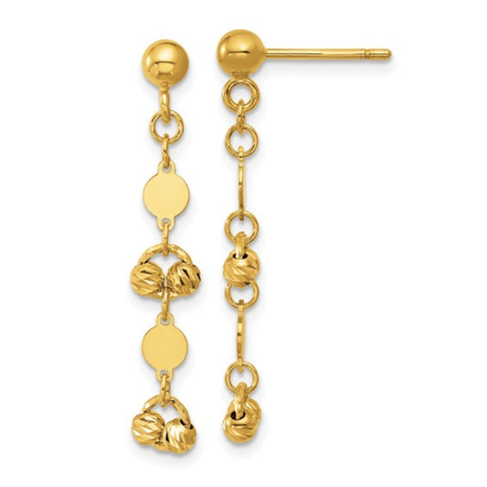 14K Leslie's Women's Diamond-Cut Beaded Fancy Circles Drop & Dangle Earrings in 14K Yellow Gold
