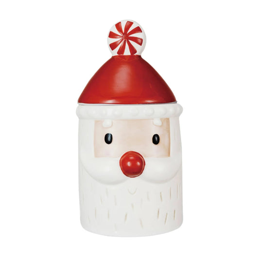 Creative Co-op Santa Shaped Cookie Jar with Lid - Red/White