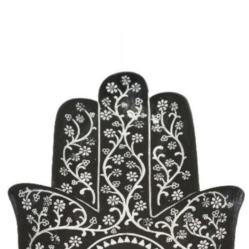Three Hands 9.75'' Hamsa Hand Figurine Decor  - Black/White