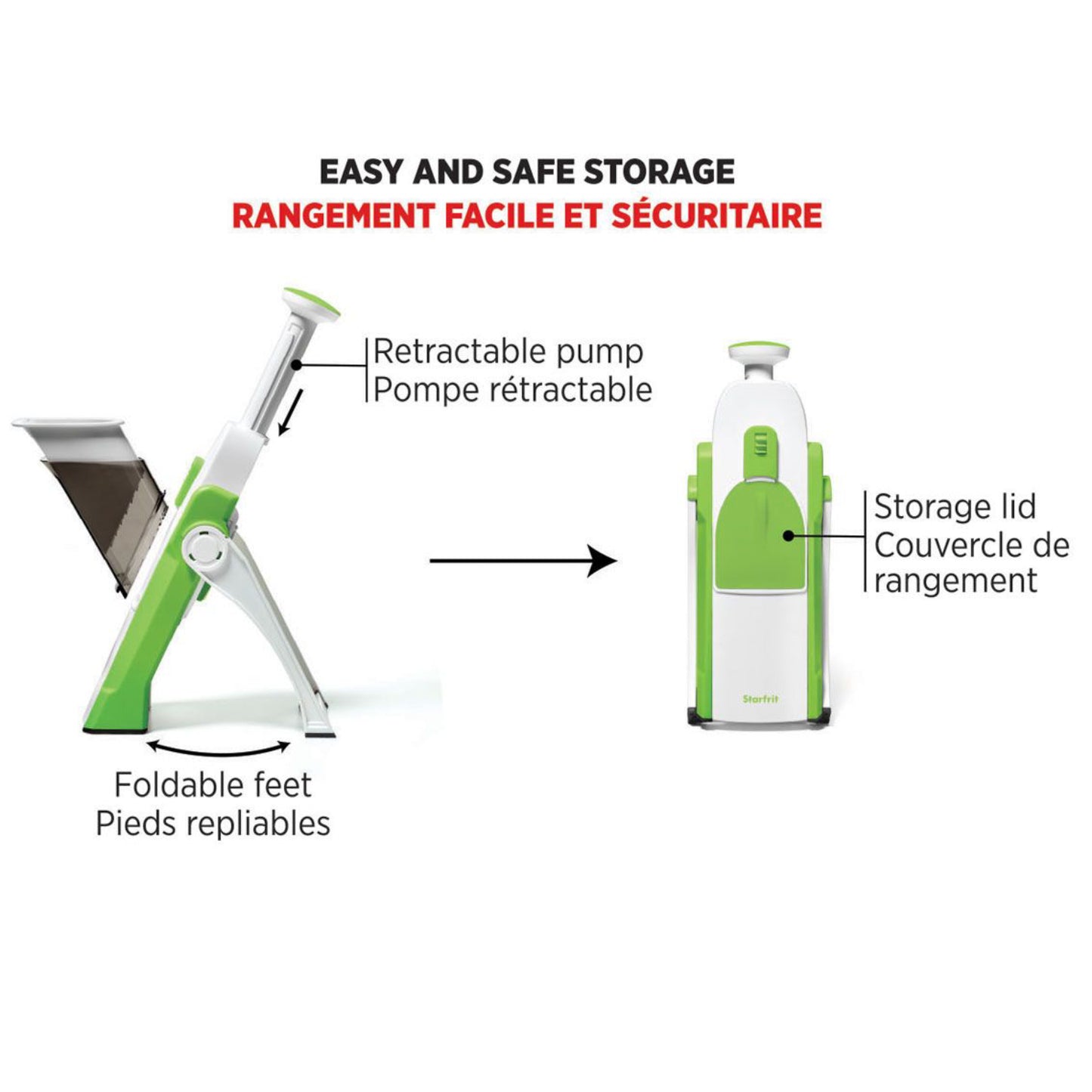 Picadora y rebanadora Starfrit Pump'N Slice - Verde/Blanco