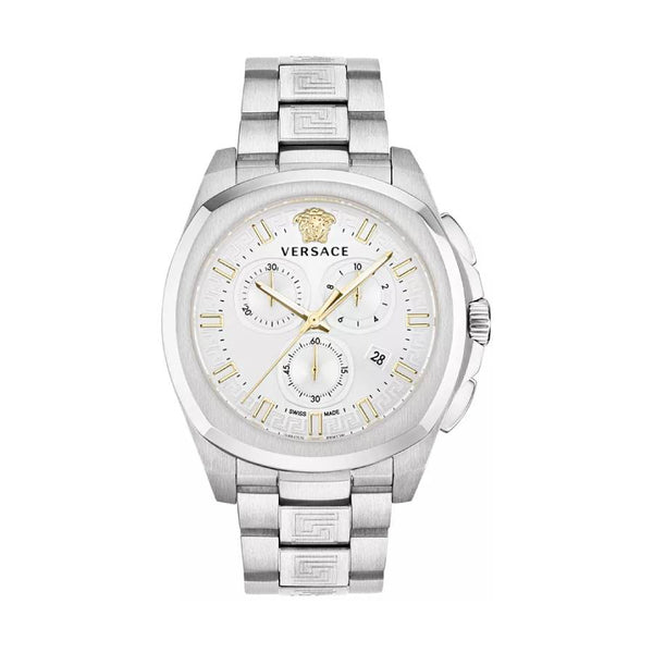 ヴェルサーチェ Versace VQA080017 ACRON ホワイトパール Versace Geo Chronograph Men's 43mm Bracelet Watch - Silver– Curacao