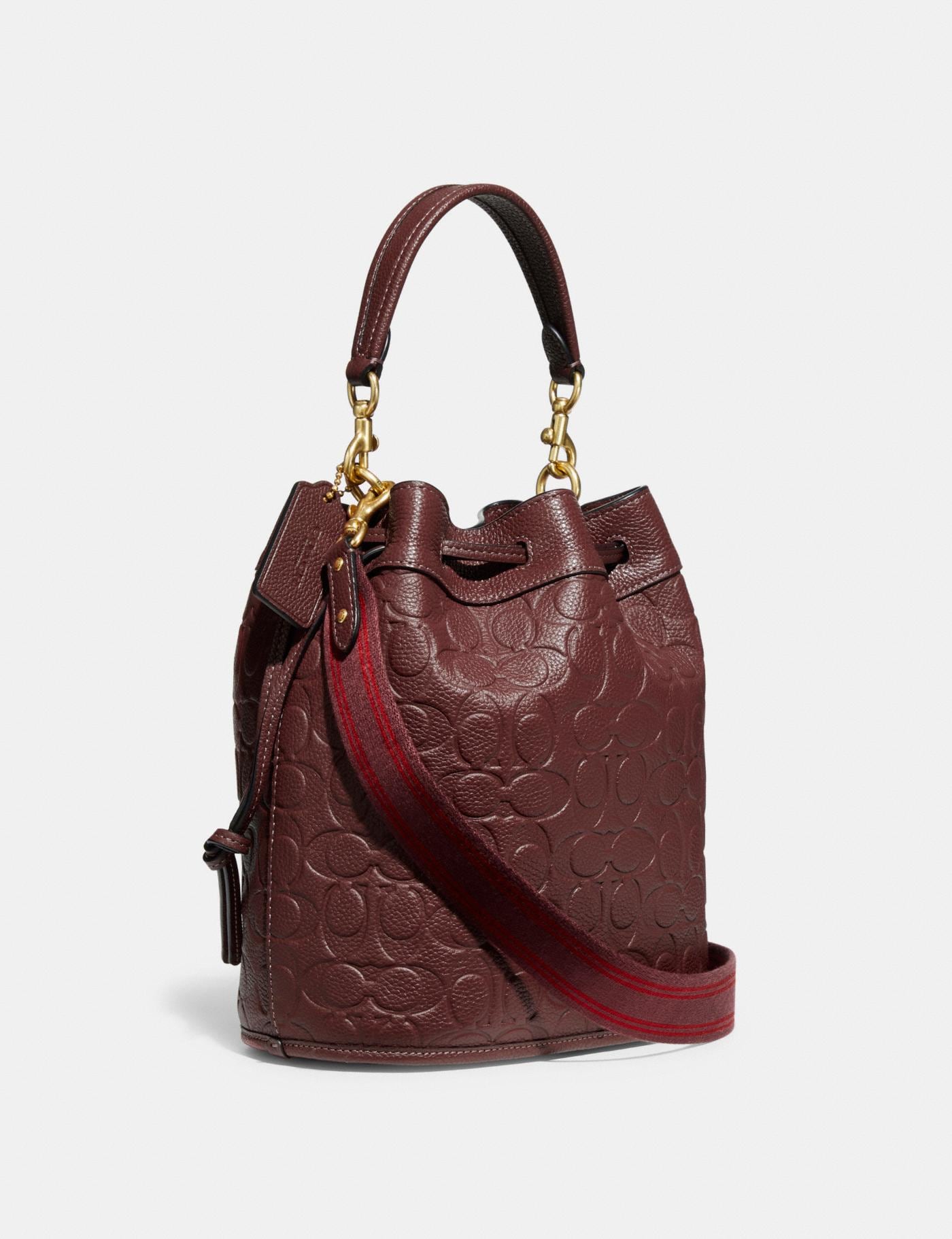 Coach Signature Leather Field Bucket Bag B4/WINE