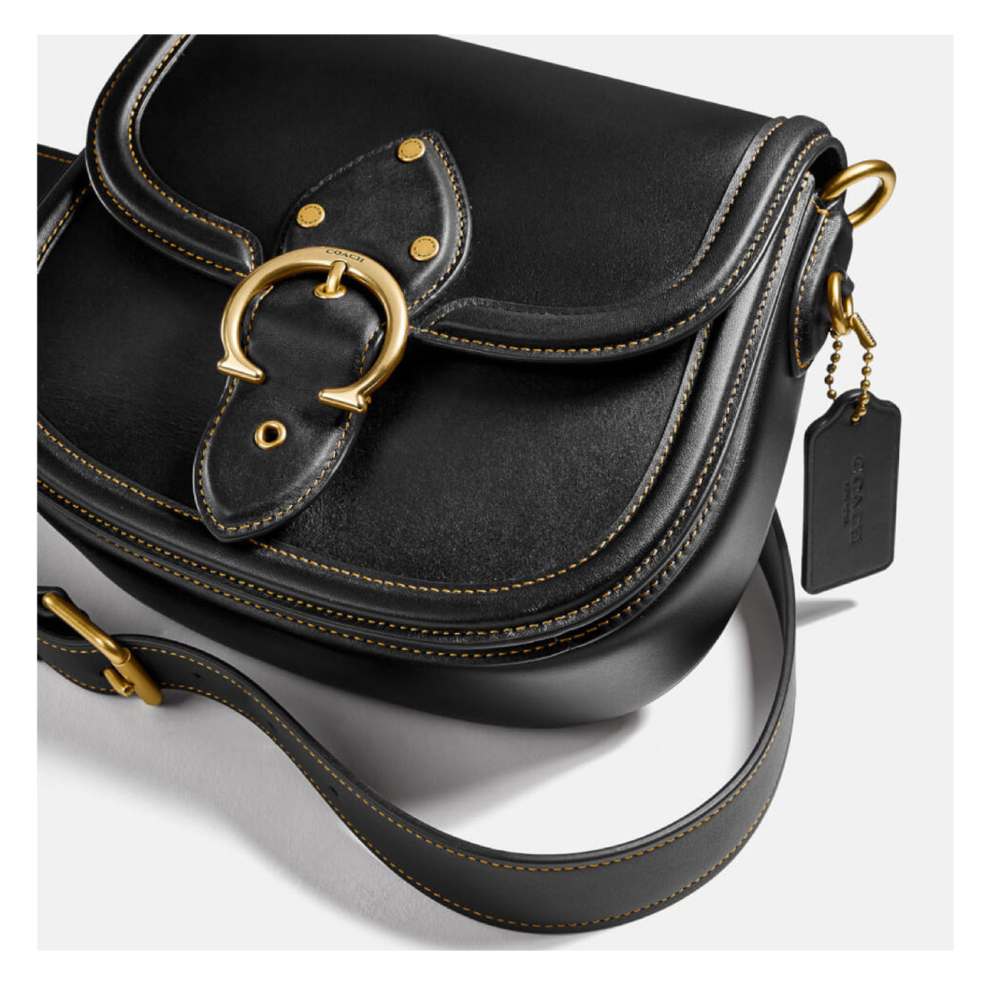 Coach Glovetanned Leather Beat Saddle Bag B4/Black