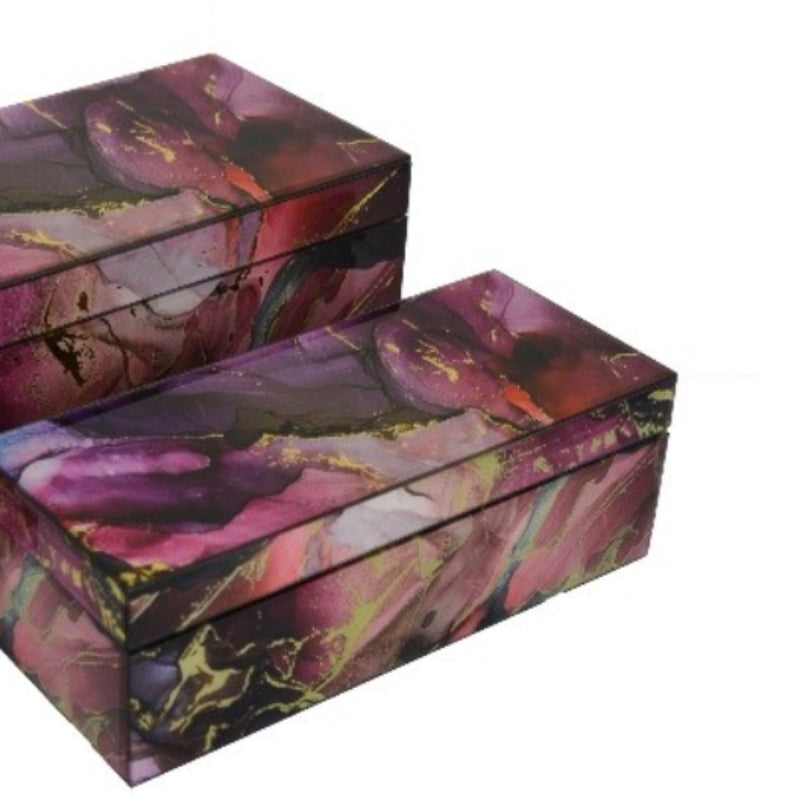 Three Hands Decorative Storage Box Set - Deep Purple