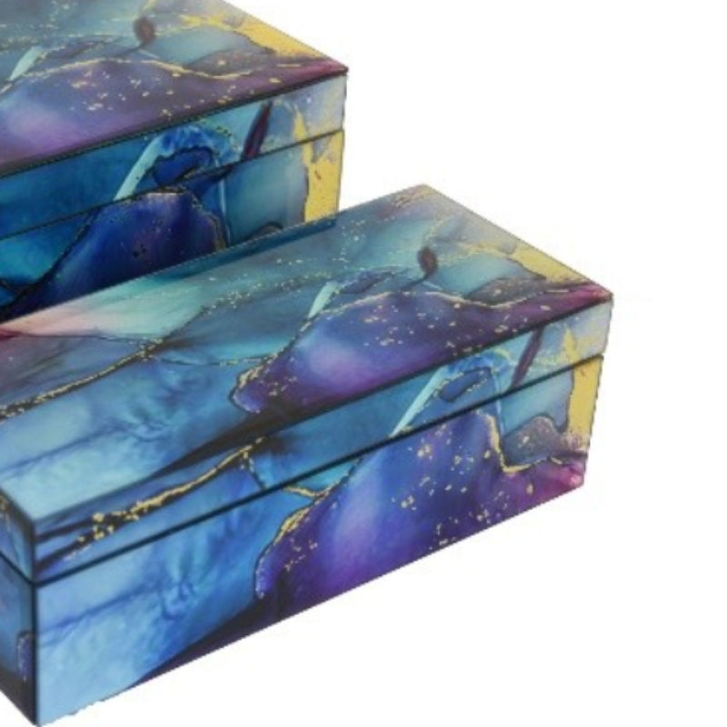 Three Hands Decorative Storage Box Set - Blue/Purple