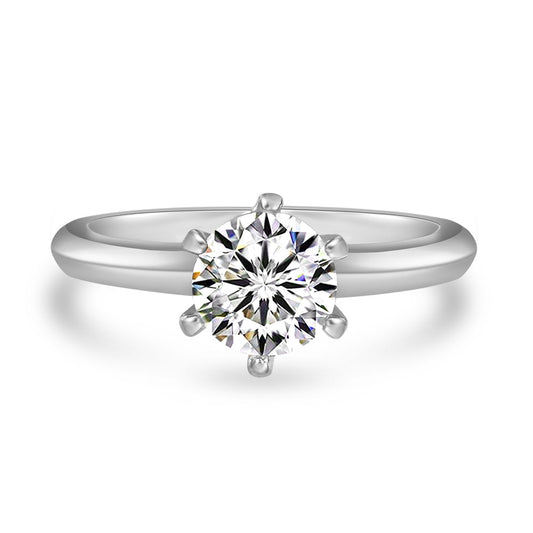 Anna Zuckerman Anastasia 01 Women's 1 ct. Diamond Crystalline Solitaire Engagement Ring in Platinum-Plating over 925 Sterling Silver - Size 9