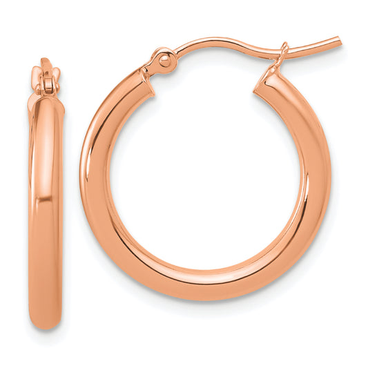 14K Leslie's Women's 2.5mm Tube Hoop Earrings in 14K Rose Gold