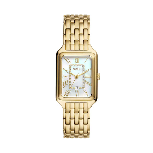 Fossil Raquel Women's 26mm Gold Bracelet Watch - White Mother of Pearl Dial
