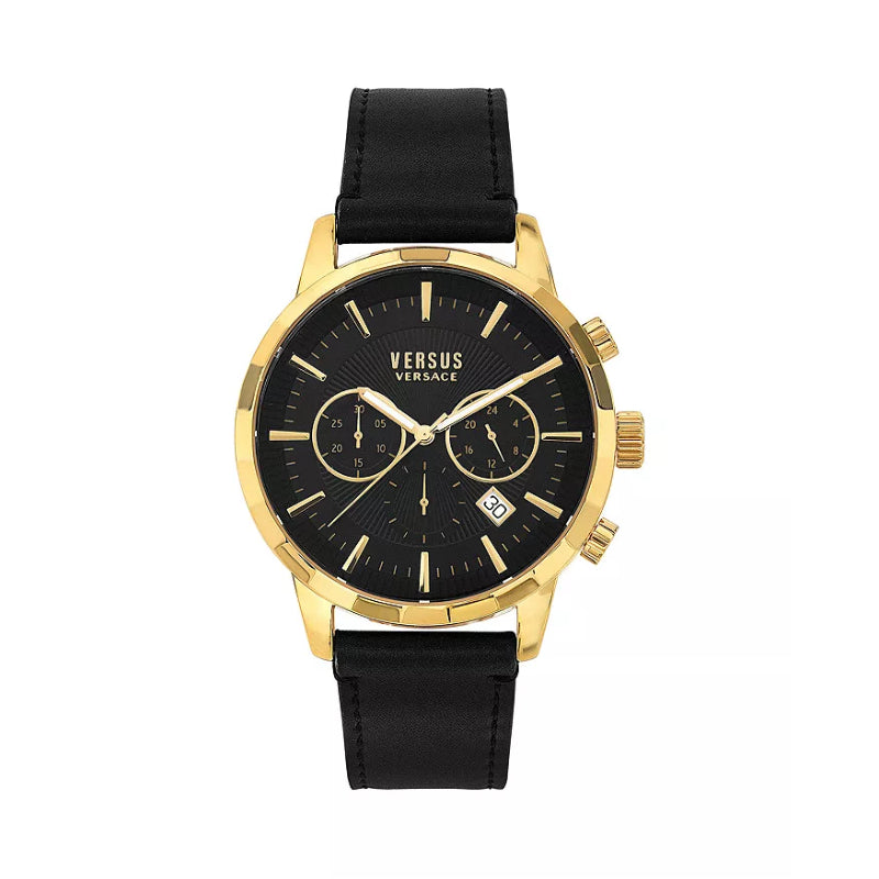 Versus Versace Eugene Men's 46mm Gold-Tone Bracelet Watch with Strap Set - Black Dial