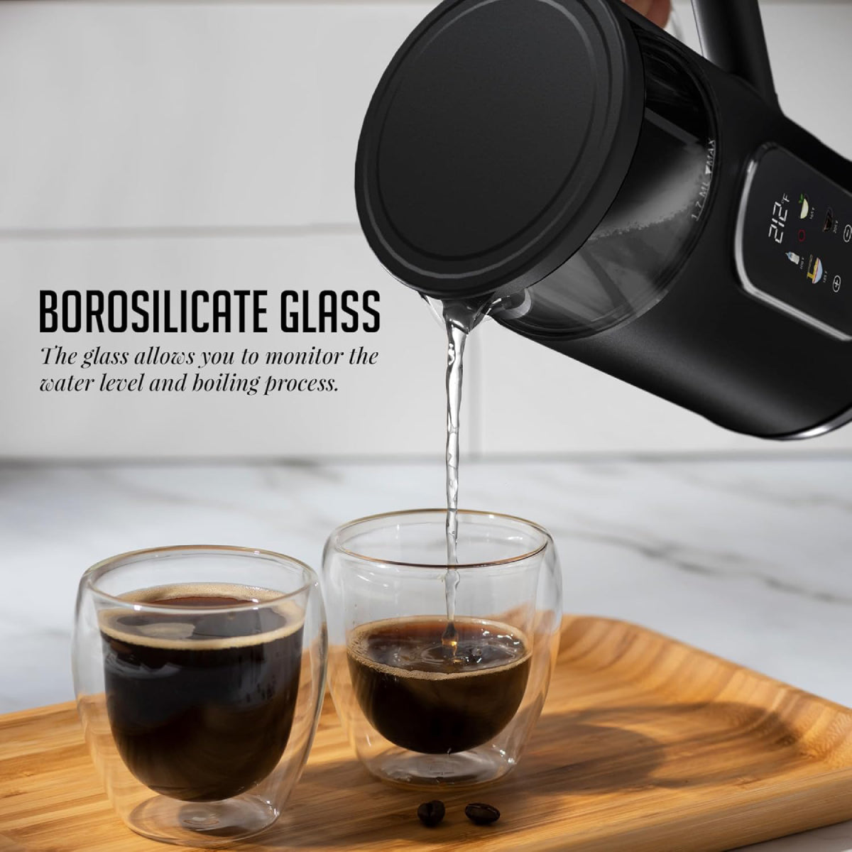 Ovente KD96B 1500W Electric Kettle with Digital Touchscreen - Black