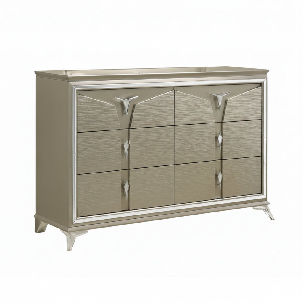 Royal 39" Dresser with 6 Drawers by Best Home - Gray/Silver