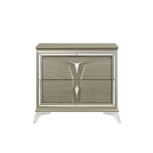 Royal 27.5" Nightstand with 2 Drawers by Best Home - Gray/Silver