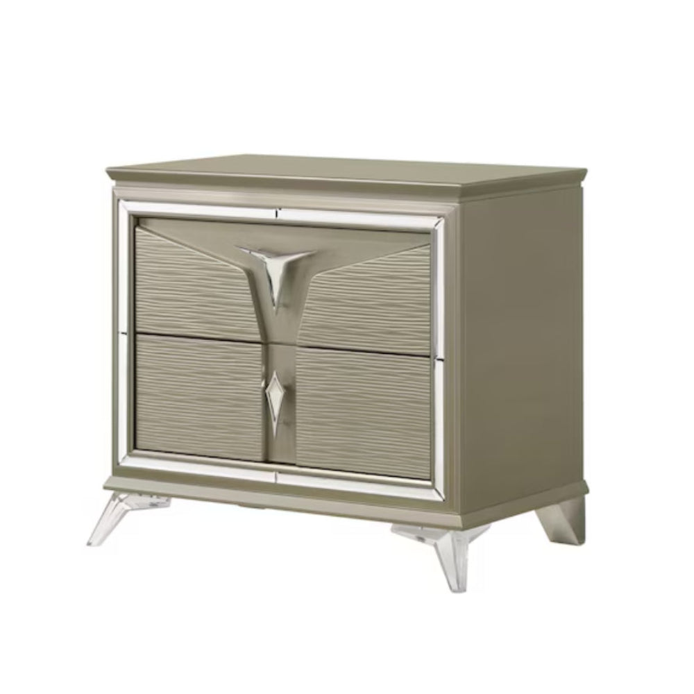 Royal 27.5" Nightstand with 2 Drawers by Best Home - Gray/Silver