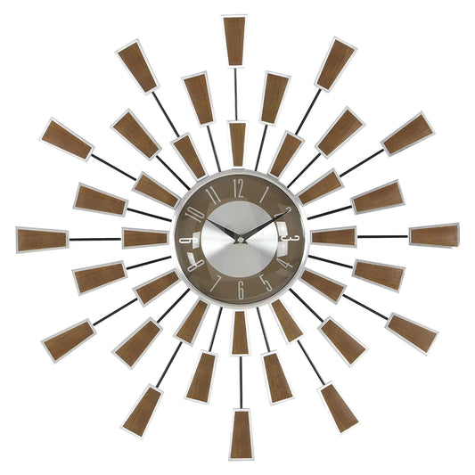 UMA Enterprises Modern 22" Abstract Wall Clock in Metal - Brown