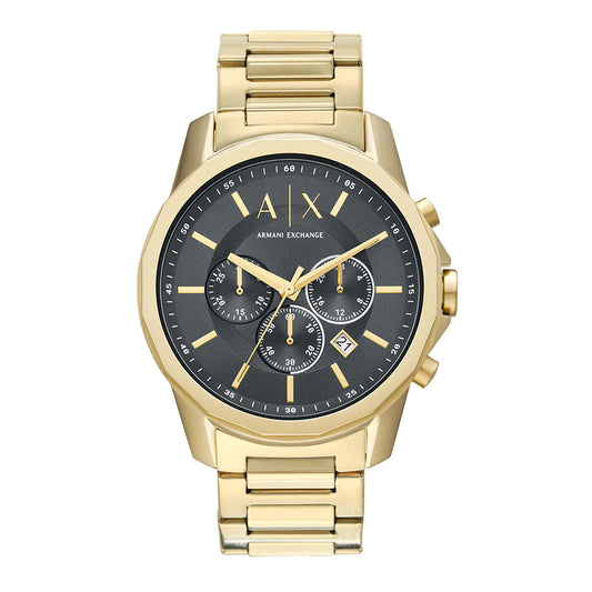 Armani Exchange Banks Men's 44mm Gold-Tone Bracelet Watch - Gray Dial