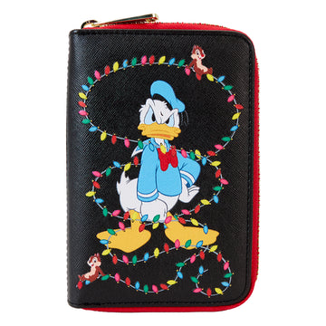 Loungefly Disney Mickey and Friends Christmas Light Decorations Zip Wallet- Multicolor