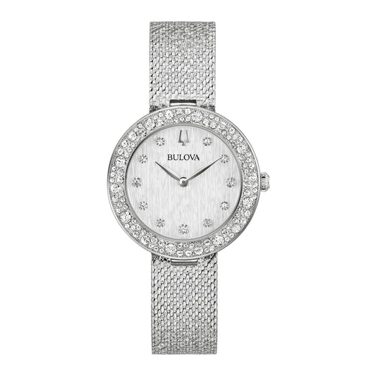 Bulova Crystal Women's 32mm Bracelet Watch - Silver-Tone