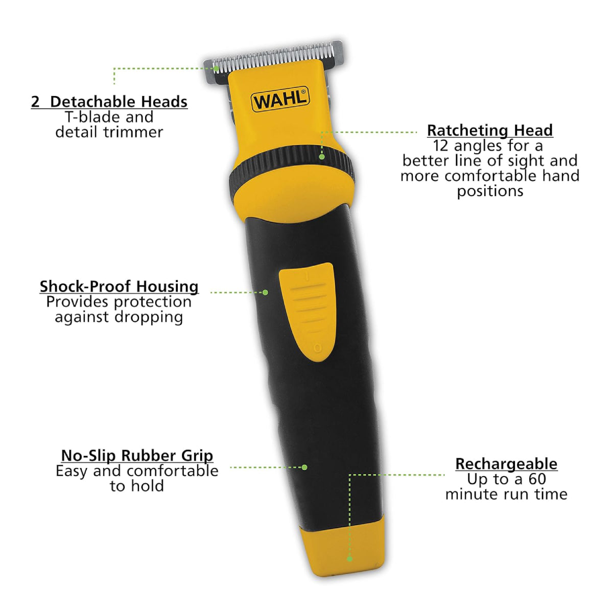 Wahl Lifeproof Rechargeable Trimmer for Men - Black/Yellow