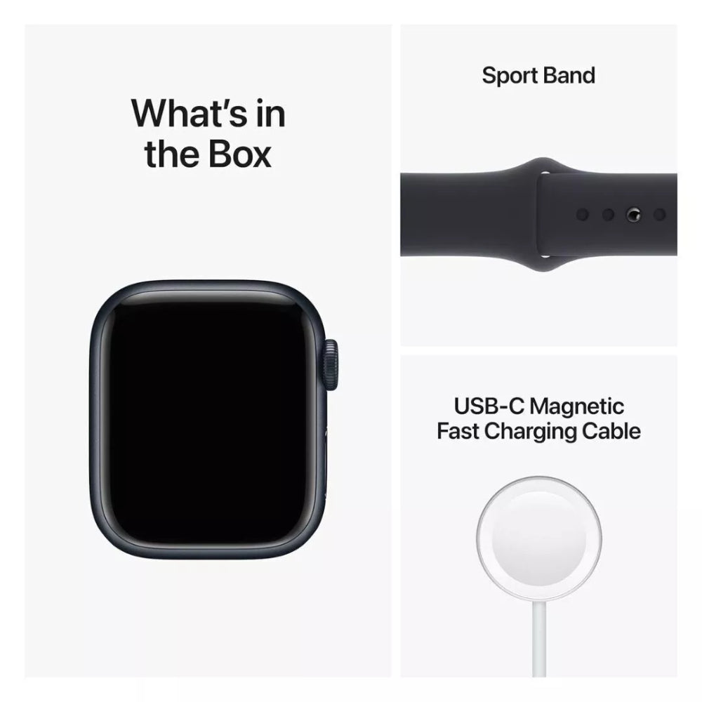 Certified Refurbished Apple Watch Series 8 Unisex 41mm Midnight Aluminum Case Smartwatch with Sport Band M/L - GPS