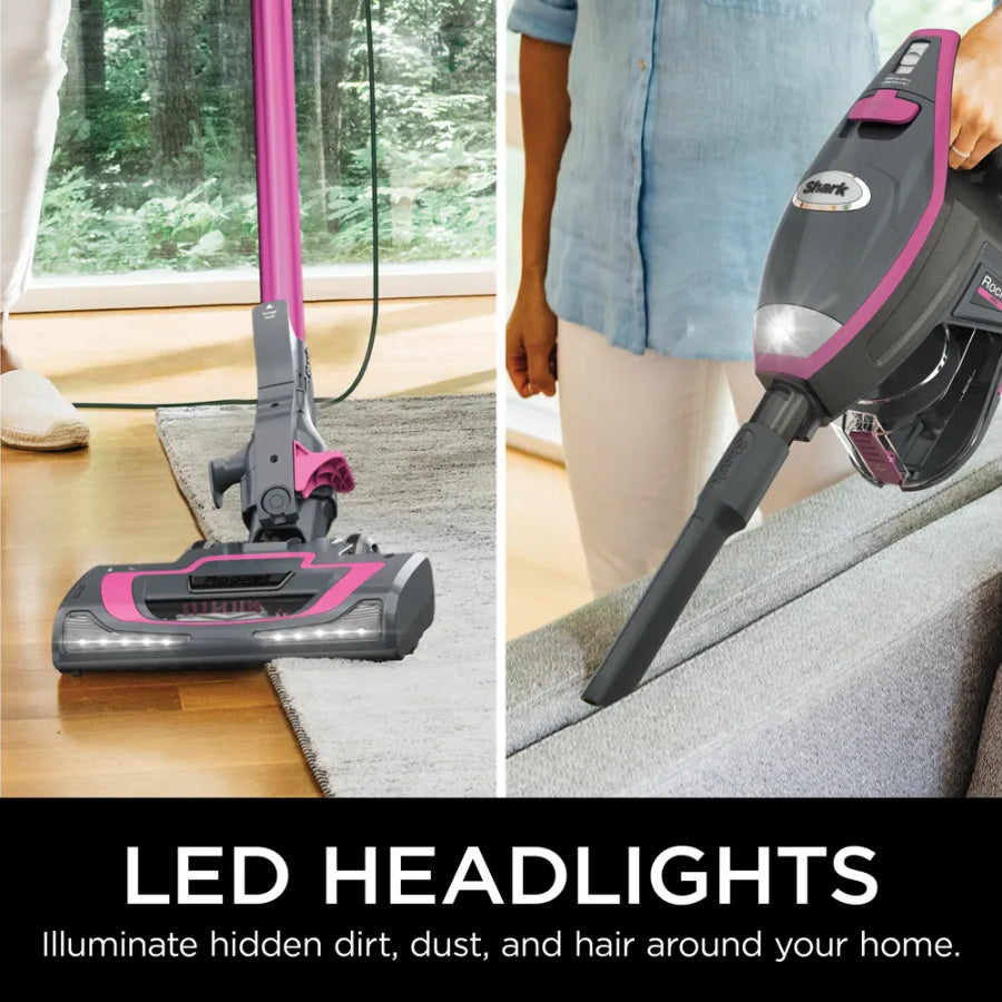 Shark HV371 Rocket Pro DLX Corded Stick Vacuum w LED Headlights Fuchsia