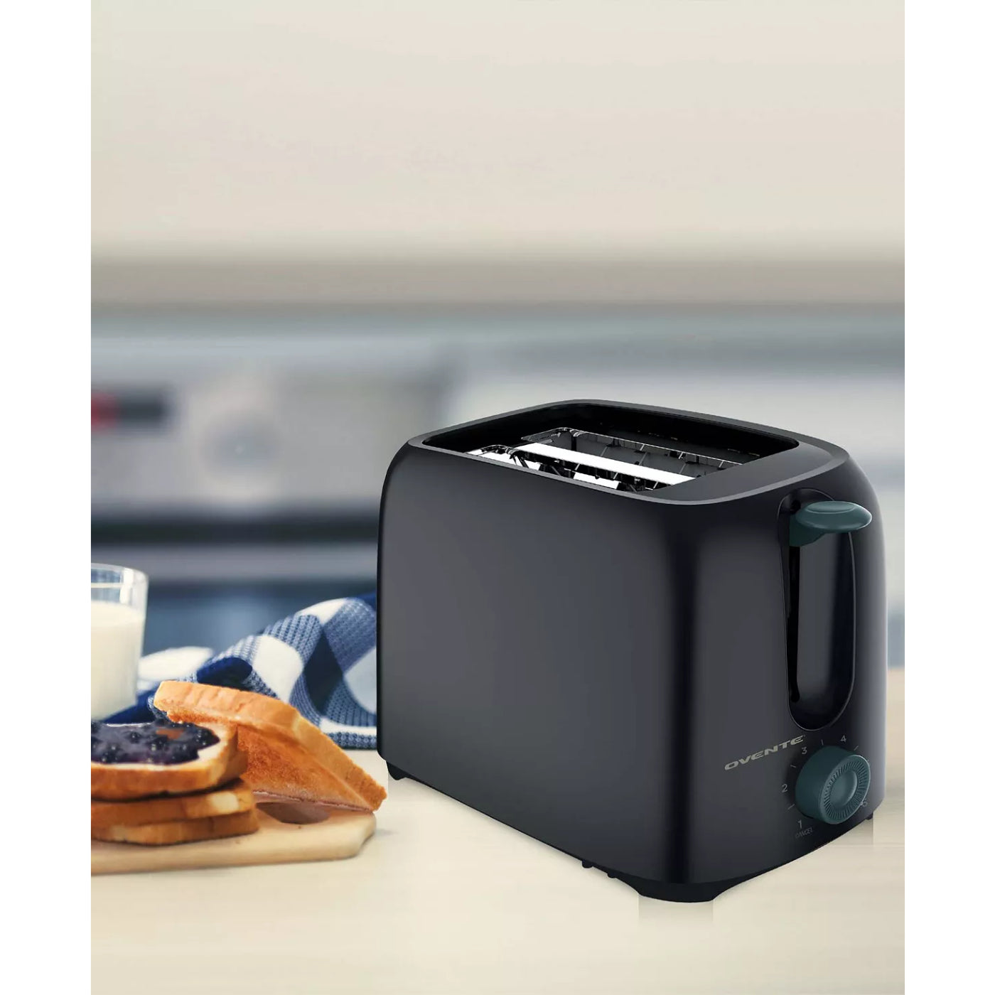 Ovente Electric 2-Slice Toaster Machine with Removable Crumb Tray - Black