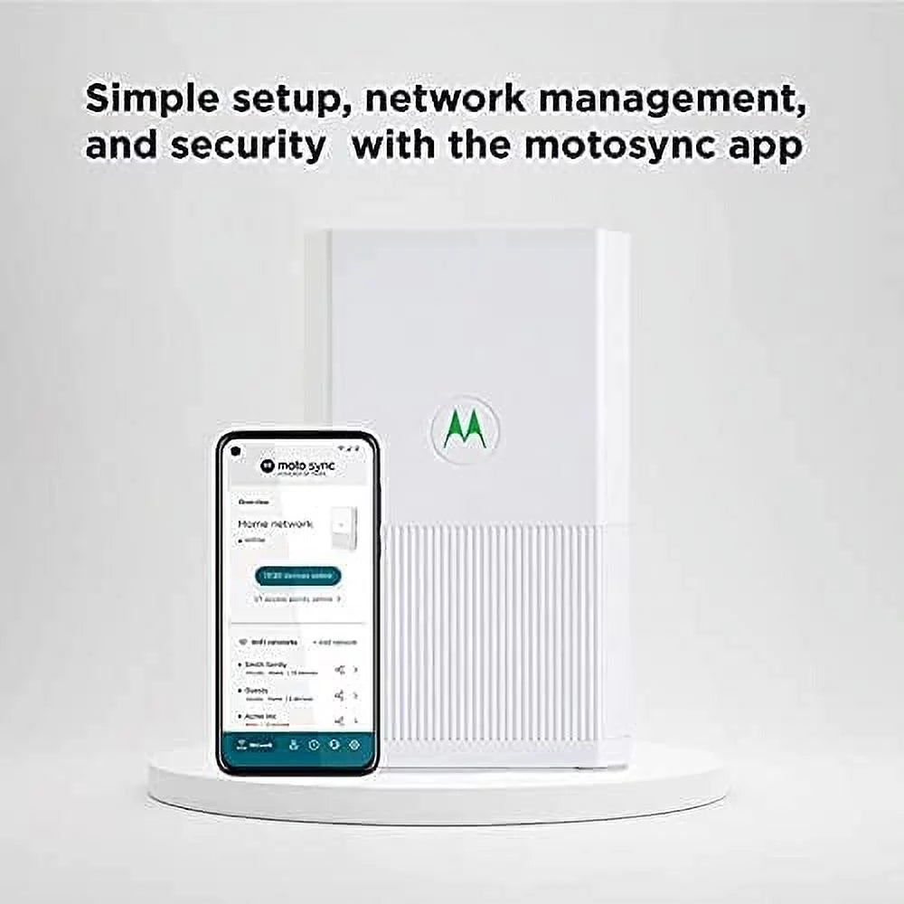 Motorola WiFi Mesh System Router + 2 Extenders with Parental Controls - White