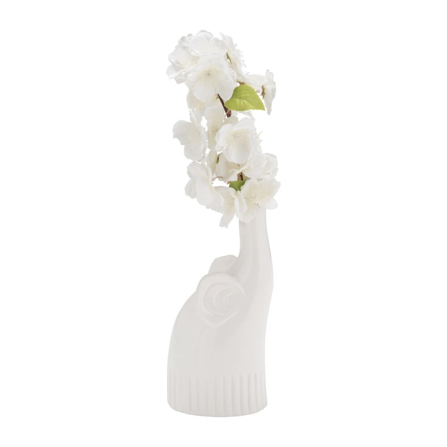 Decoración moderna de elefante de 23 cm de Sagebrook Home en cerámica, color blanco