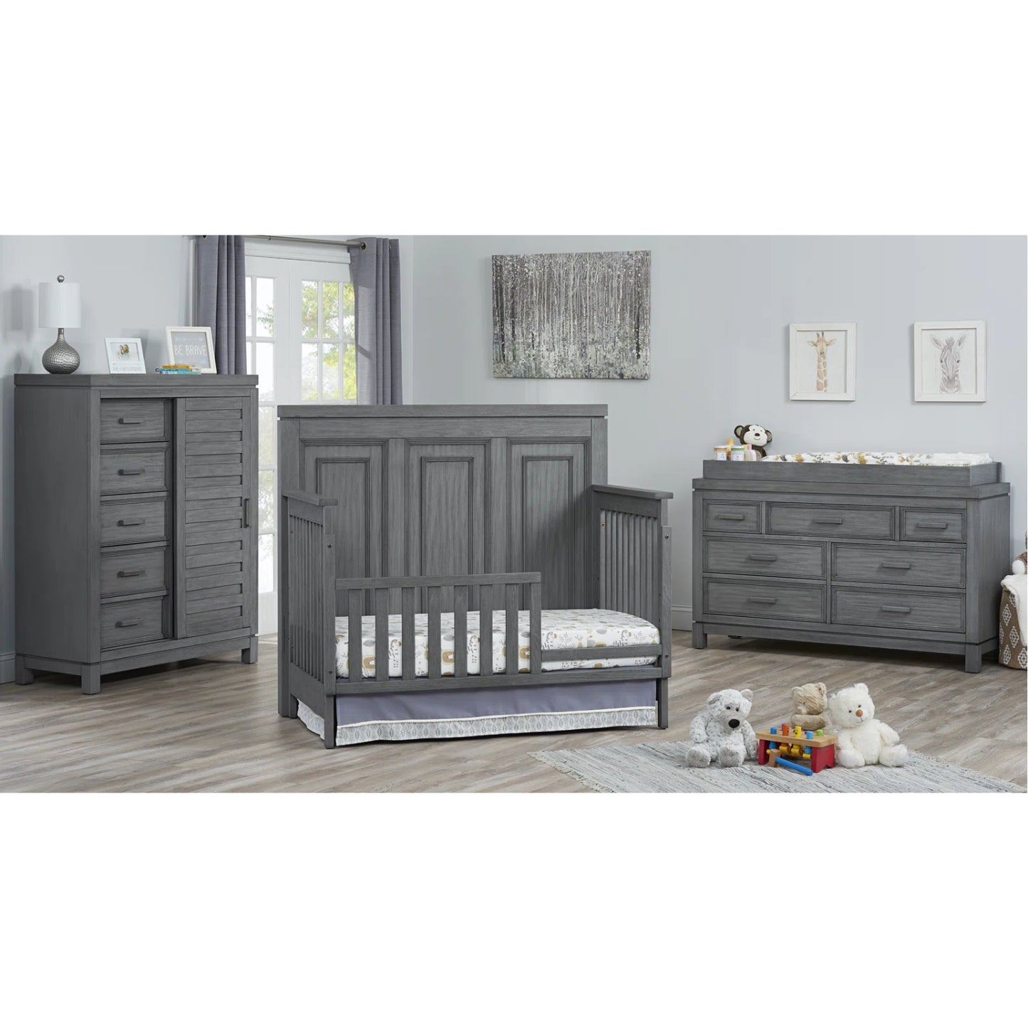 Soho Baby Manchester Rustic Gray 4-in-1 Convertible Crib