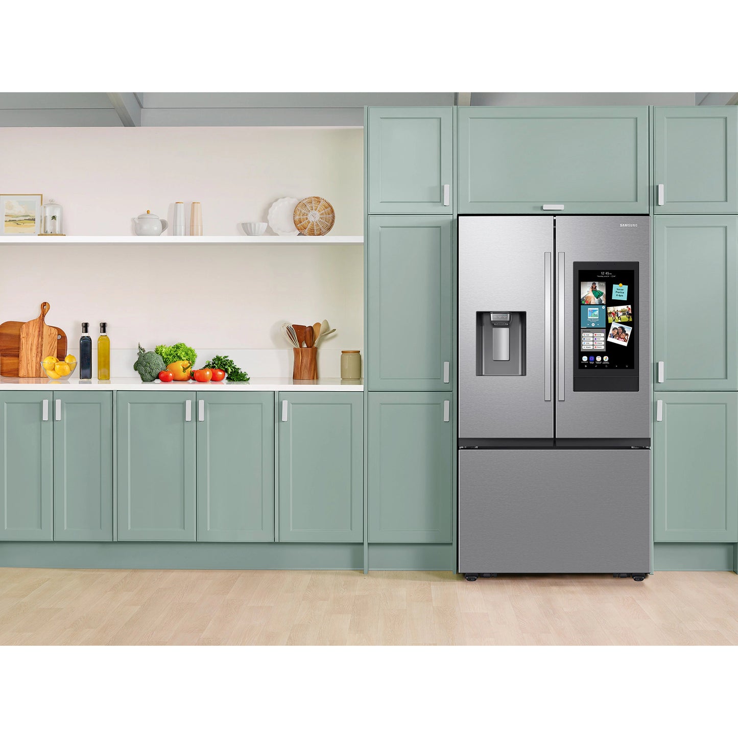 Refrigerador inteligente Samsung RF32CG5900SR de 30 pies cúbicos con puerta francesa y 3 puertas, con Family Hub, acero inoxidable