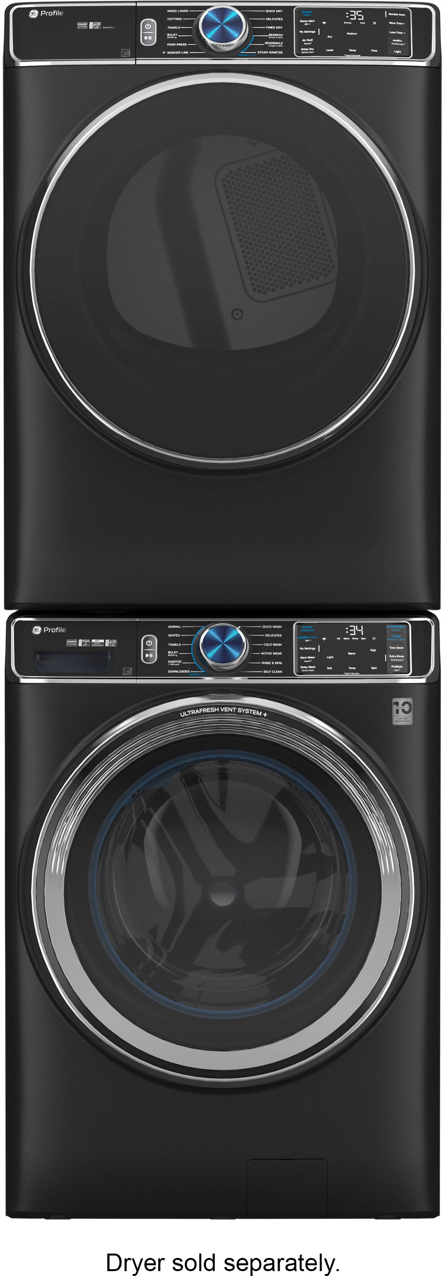 GE Profile - 5.3 cu. ft Smart Front Load Steam Washer with Vent System & Microban Antimicrobial Technology - Carbon Graphite