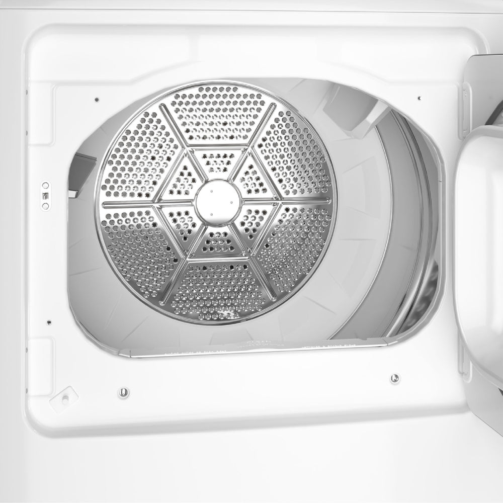 Secadora a gas GE GTD38GASWWS de carga superior de 7,2 pies cúbicos con ventilación de hasta 120 pies - Color blanco