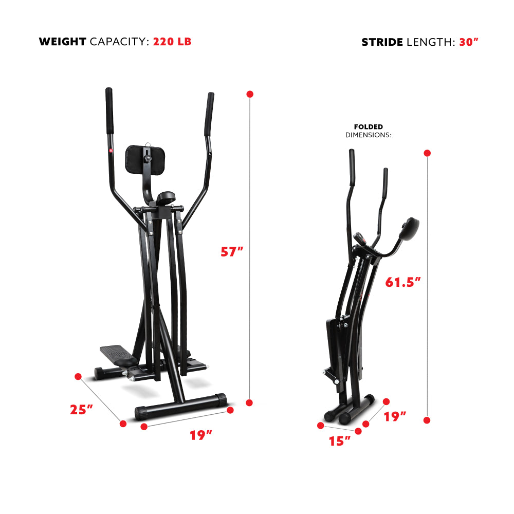 Máquina de ejercicios con planeador Air Walk Trainer de Sunny Health &amp; Fitness, color negro 