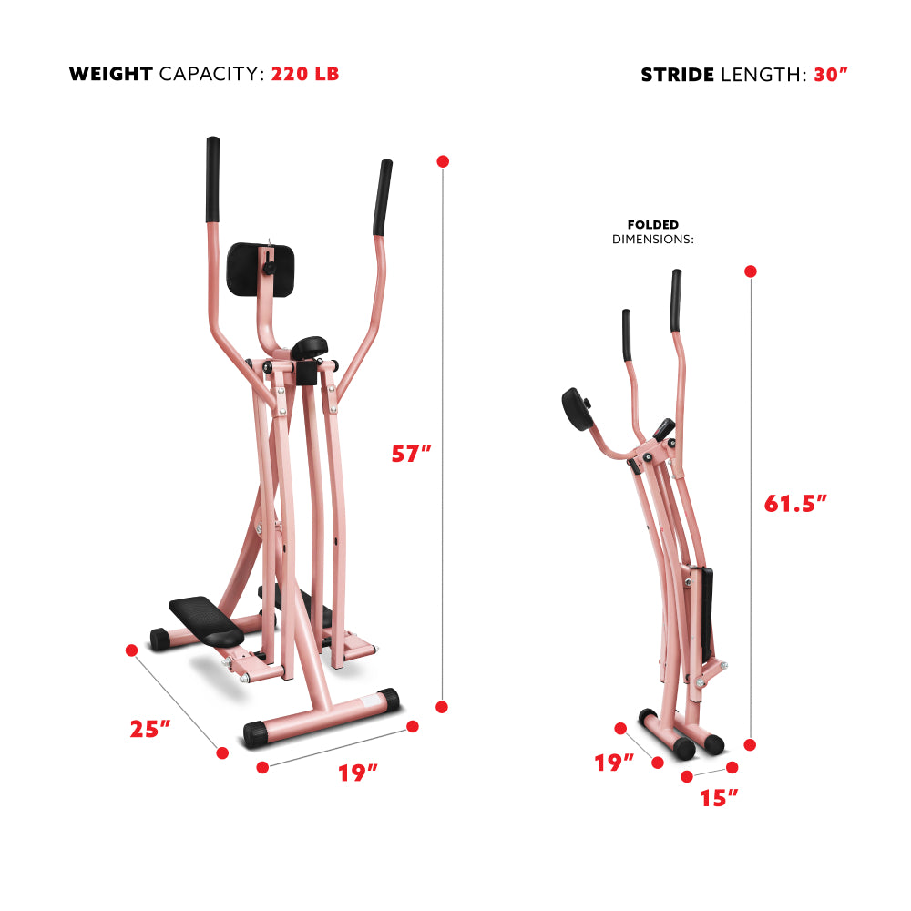 ?Sunny Health & Fitness Air Walk Trainer Glider Exercise Machine - Rose Gold