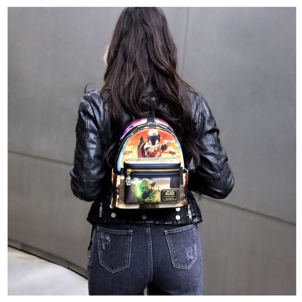 Loungefly 10" Star Wars Episode II Attack of the Clones Scene Mini Backpack in Polyurethane - Multicolor