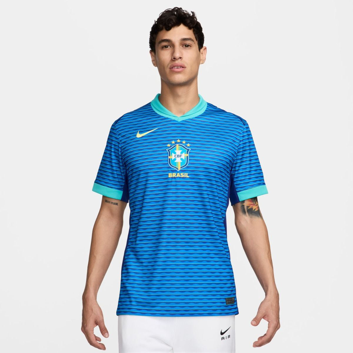 Réplica de camiseta de fútbol extragrande Nike Brasil 2024 Away Stadium para hombre - Azul