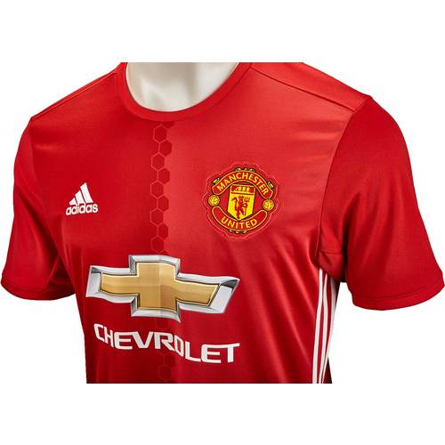 Camiseta de fútbol local del Manchester United para jóvenes de Adidas, talla grande 2016-17, color rojo y blanco