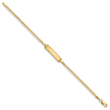 14k Yellow Gold 6" Curb Link Baby/Child ID Bracelet