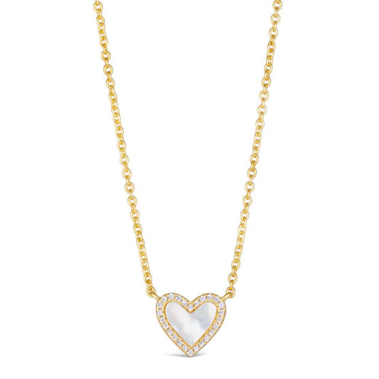 Anna Zuckerman House of Cards 01 Women's Diamond Crystalline and Mother of Pearl Necklace in Yellow Gold-Plating over 925 Sterling Silver