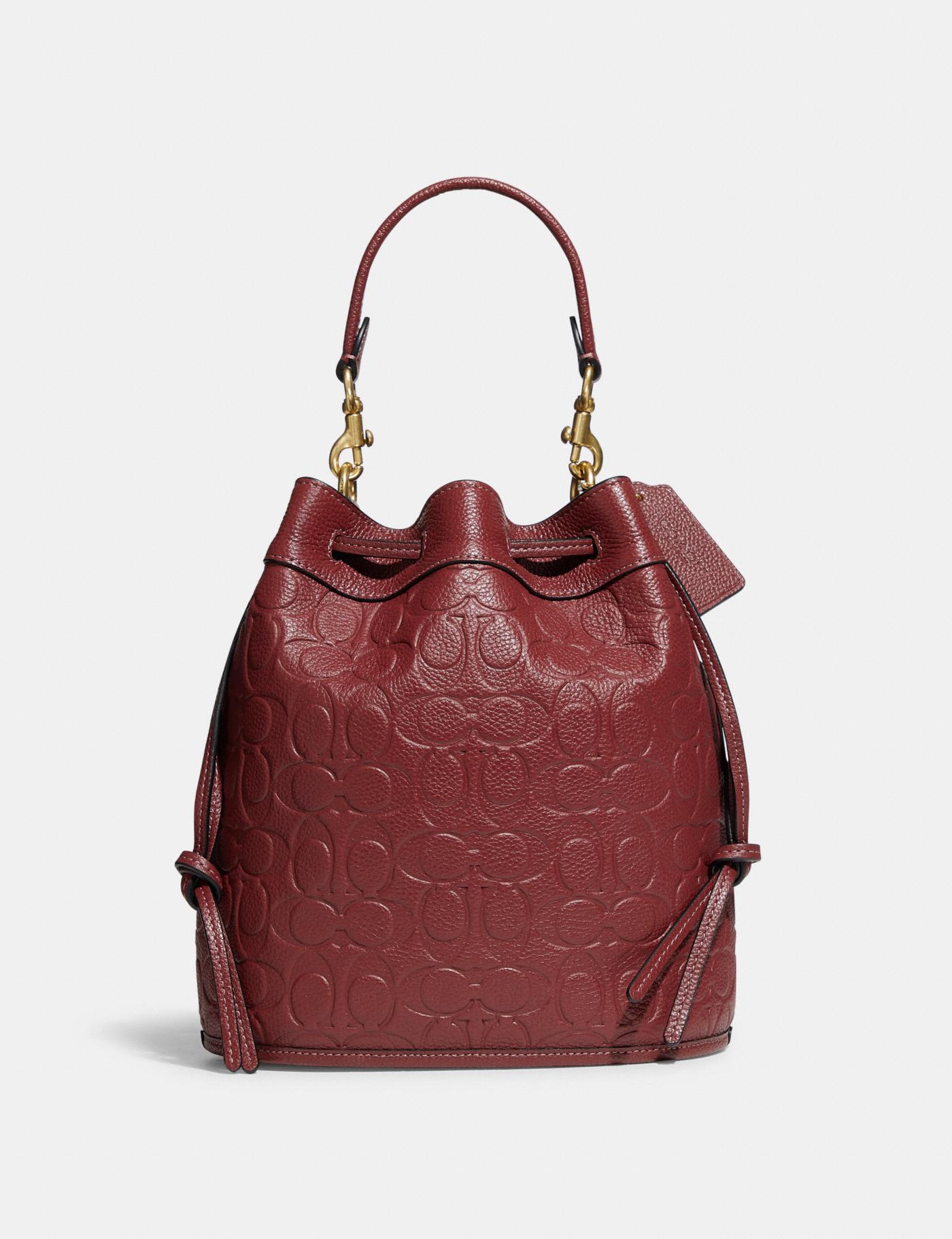 Coach Signature Leather Field Bucket Bag B4/WINE