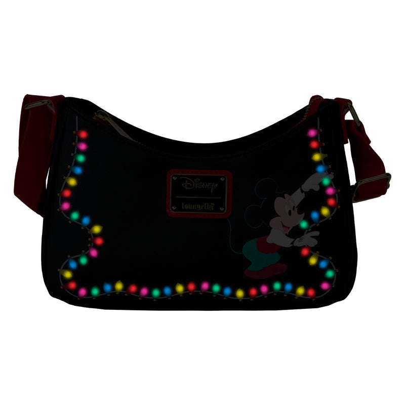 Loungefly Disney Mickey and Friends String Light Up Crossbody Bag- Black/Red