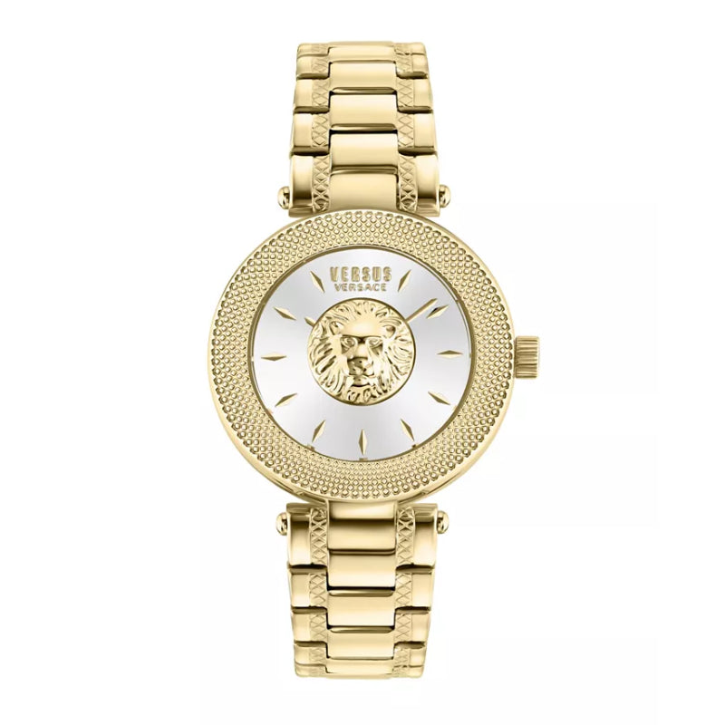 Versus Versace Brick Lane Women's 36mm Yellow Gold Bracelet Watch - Silver Dial