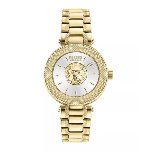 Versus Versace Brick Lane Women's 36mm Yellow Gold Bracelet Watch - Silver Dial