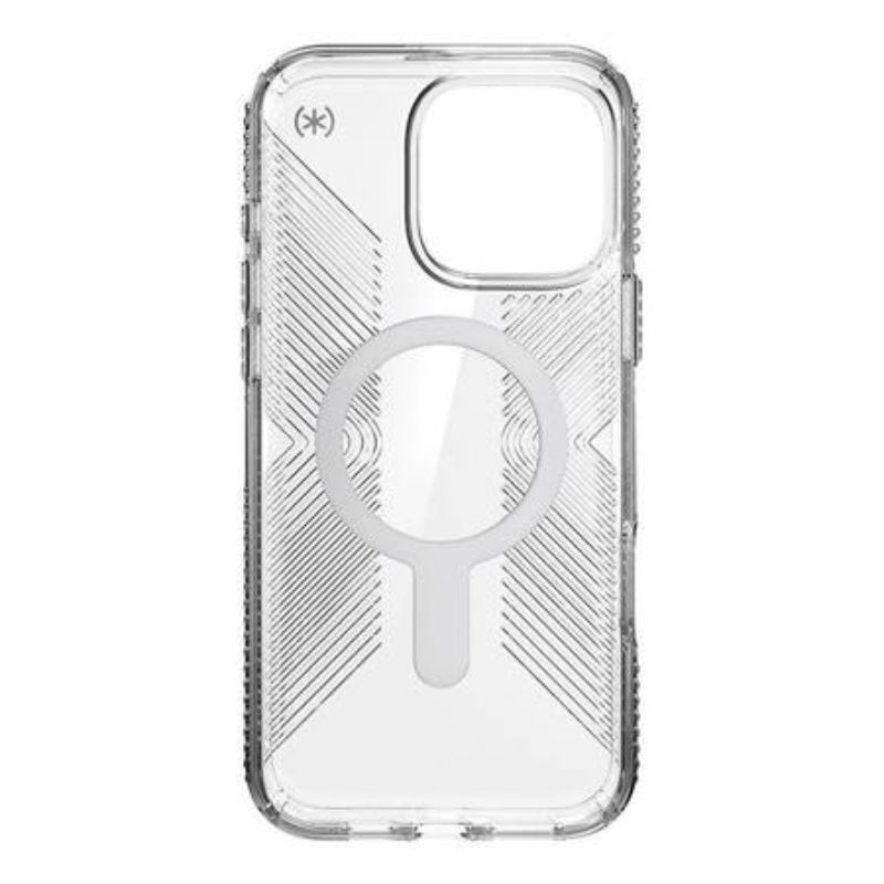 Speck Refresh Presidio Perfect Clear Grip MagSafe Cases with Clicklock for Apple iPhone 16 Pro Max -  Chrome/Silver