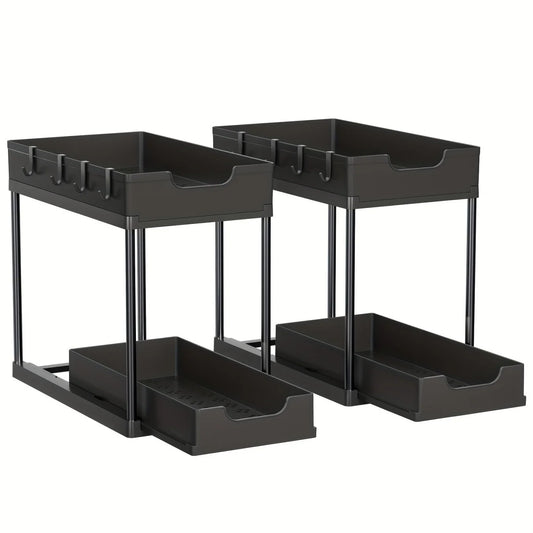 2 Tier Under Sink Organizer Sliding Cabinet Basket Rack