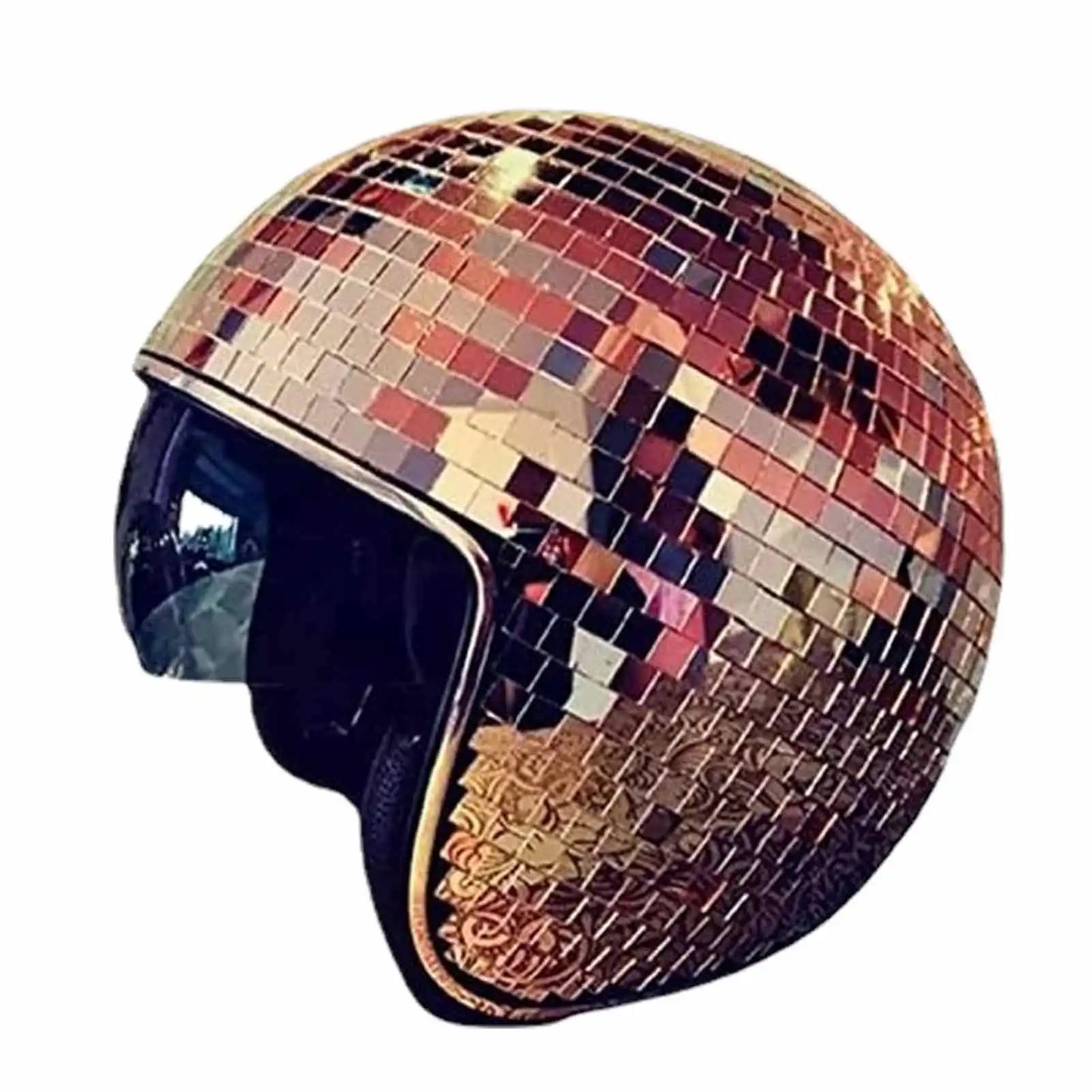 Classic Disco Ball Helmet Reflective Glitter Hat for Costume Parties and Events
