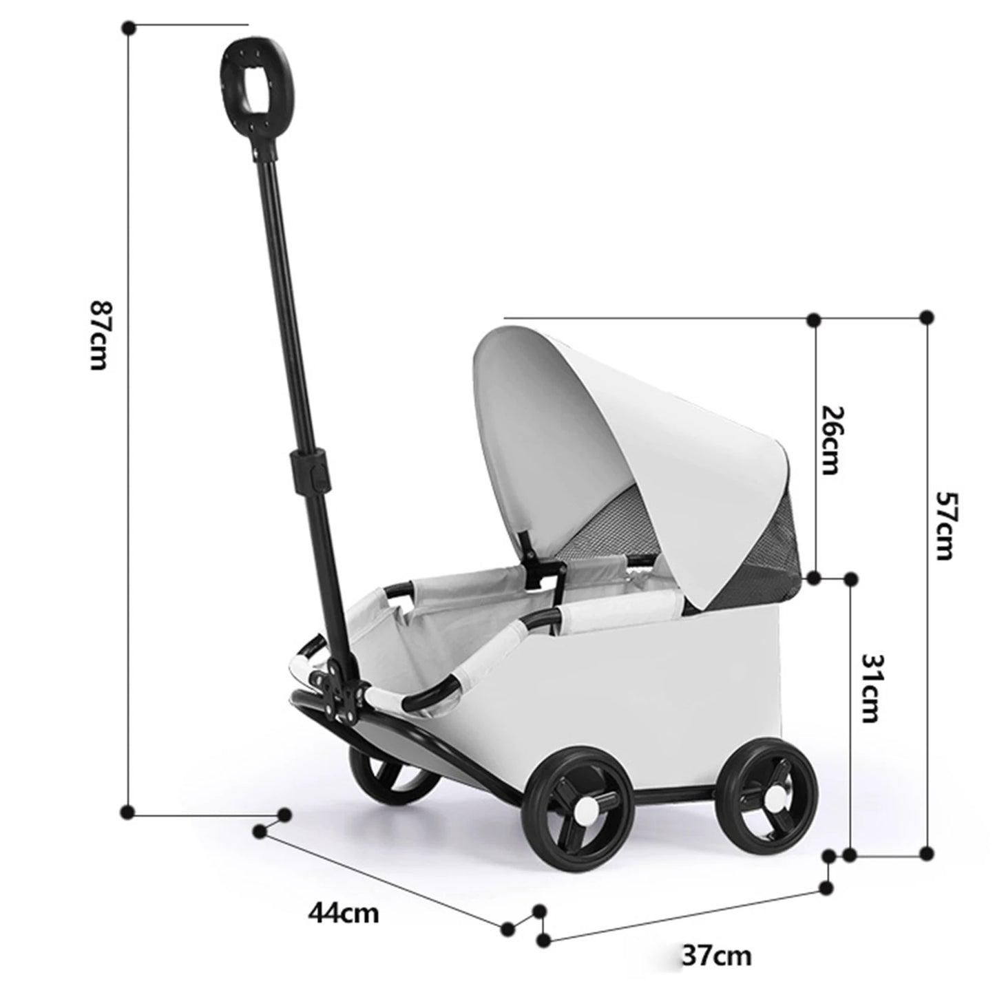 Pet Stroller Portable Dog Pram 4 Wheels Pet Travel Carrier Stroller with Sun Cover Breathable for Small Medium Pet Cats Dogs