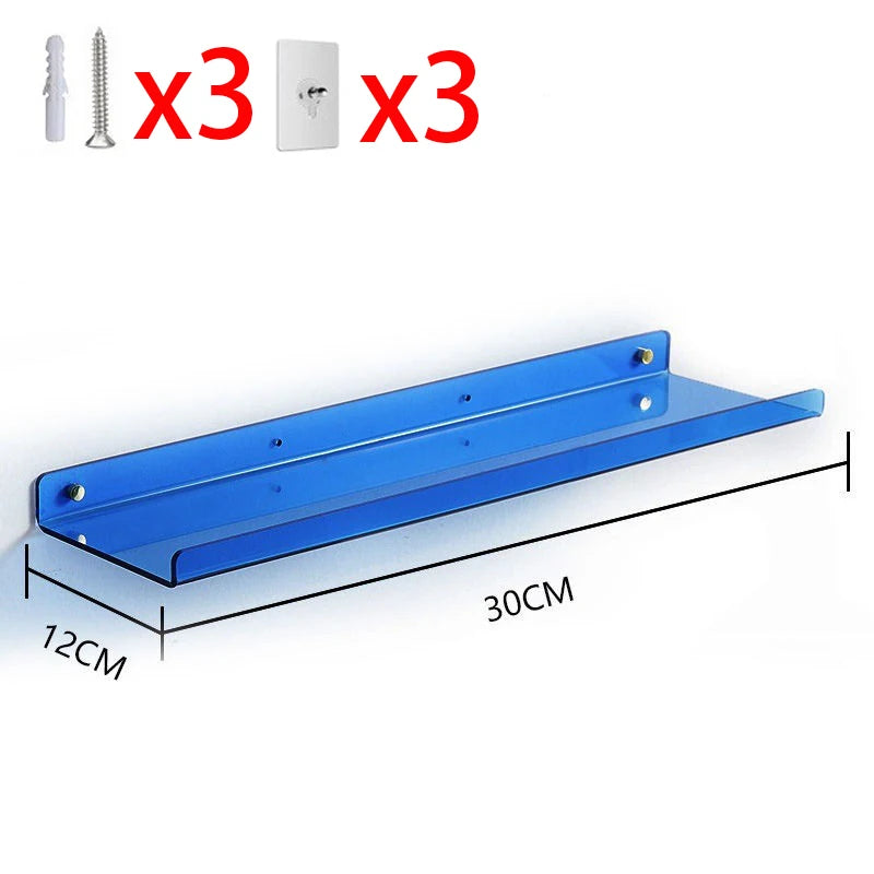 Colorful Acrylic Floating Shelf Invisible Storage Rack for Bathroom Kitchen Living Room