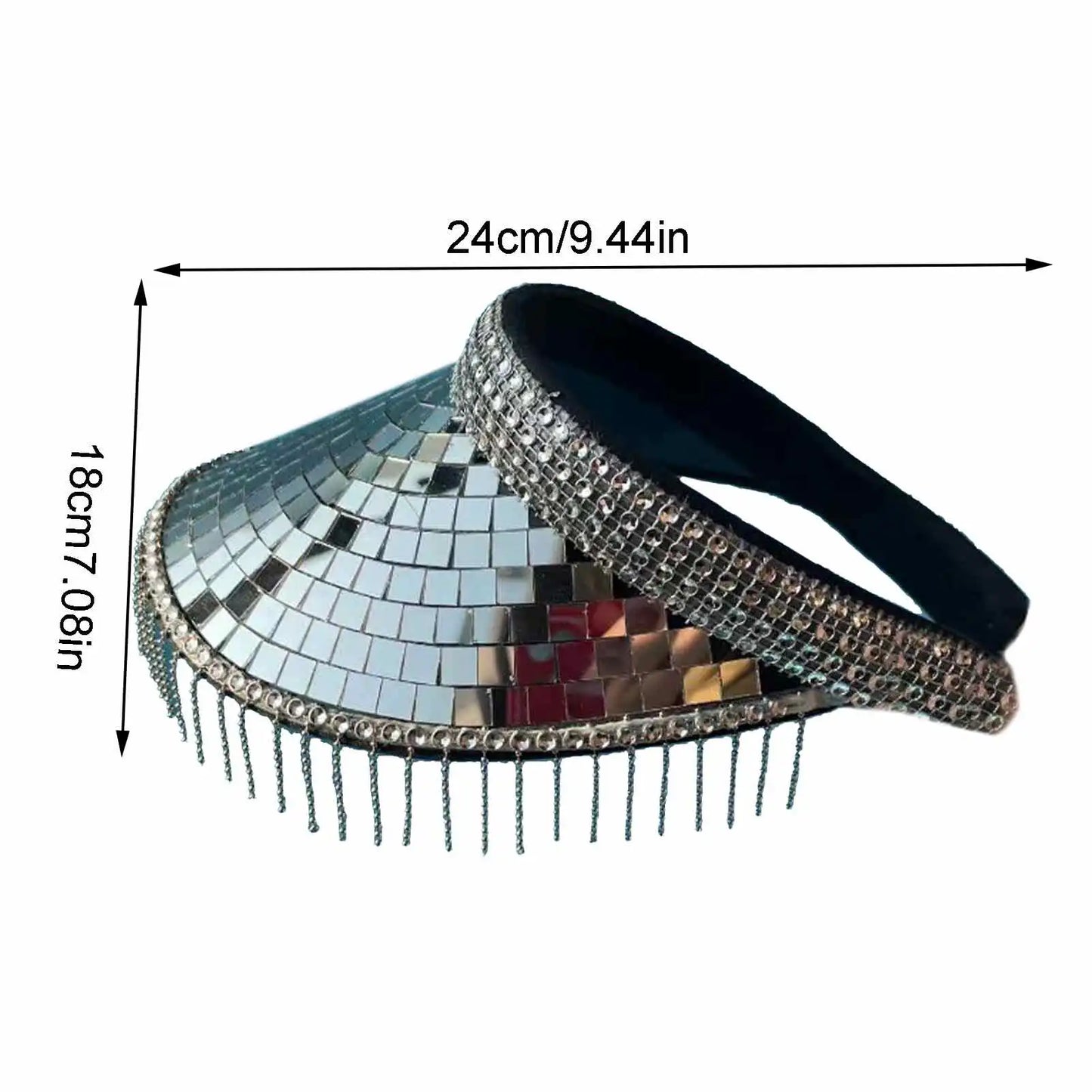Classic Disco Ball Helmet Reflective Glitter Hat for Costume Parties and Events