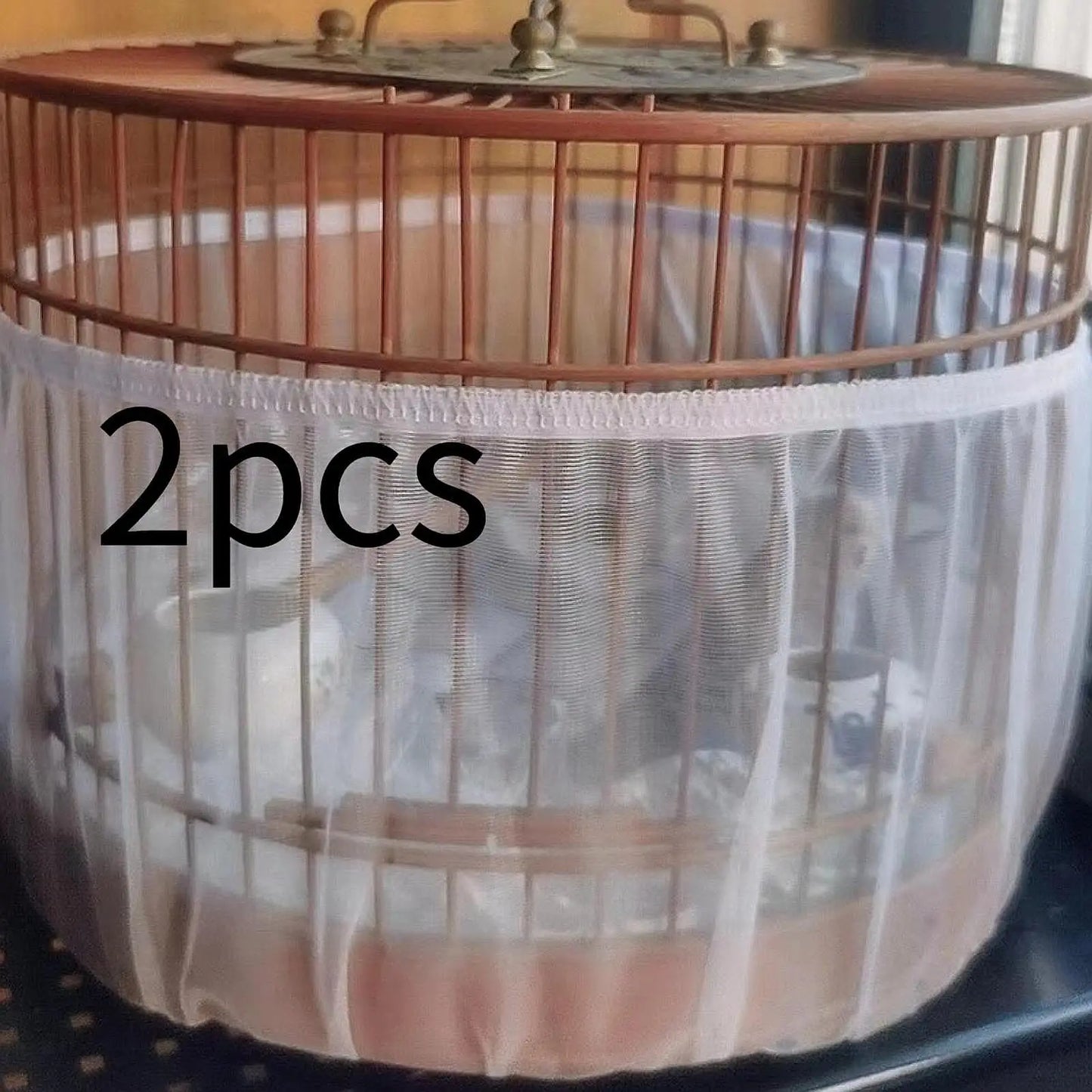 2Pcs Universal Bird Cage Mesh Covers Indoor Elastic Dustproof Birdcage Protector for Parrot Budgies Cockatoo Cage Accessories